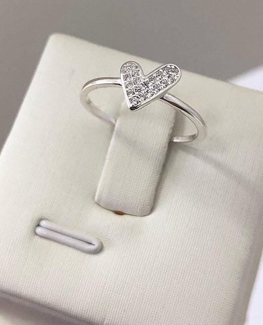 Anillo Corazón Love Circón Blanco 💍
